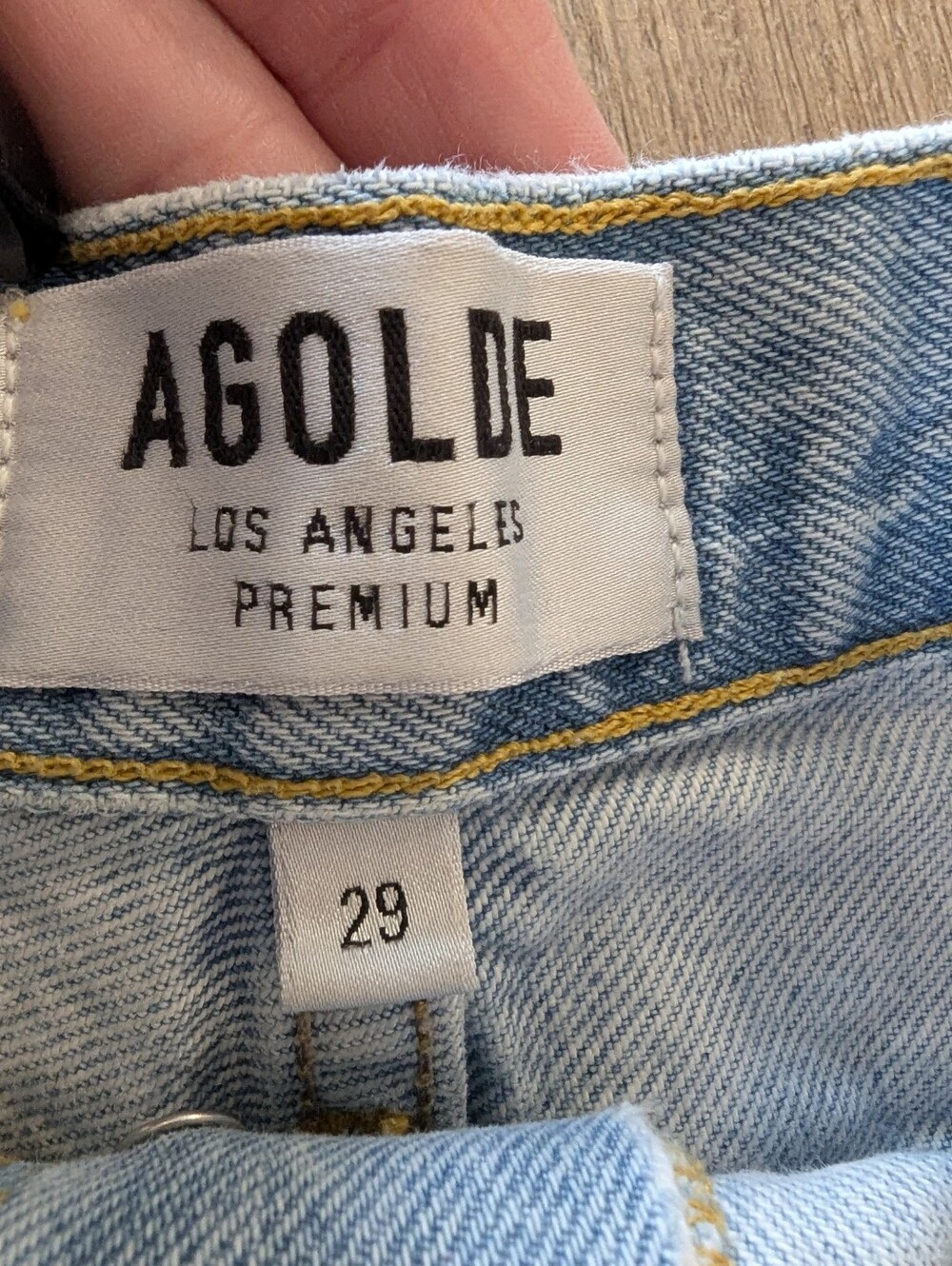 Agolde Light Blue Distressed High-Rise Denim Shorts - Picture 8 of 9